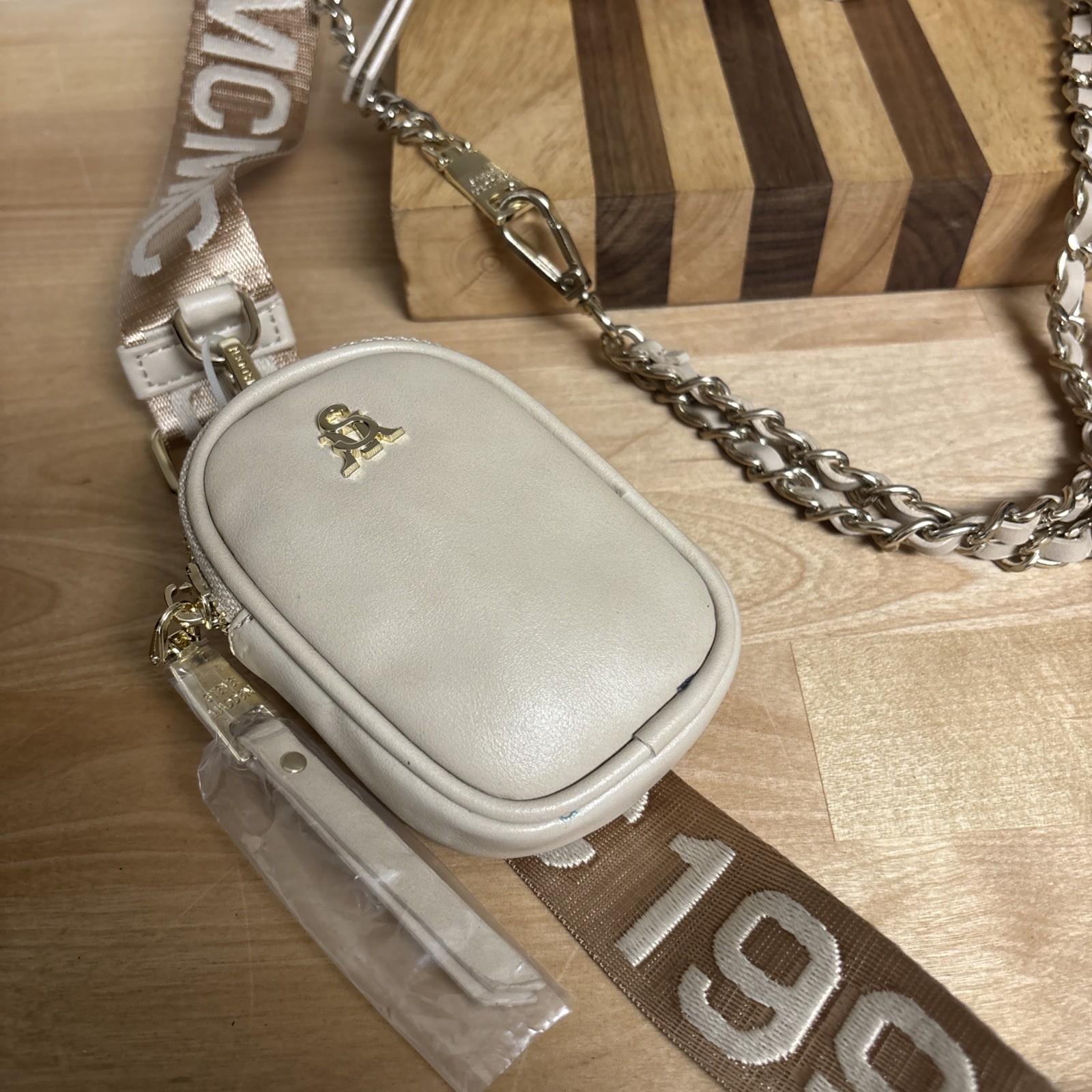 Steve Madden Maxima Rhinestone Convertible Belt Sling Crossbody Bag Blush NWOT
