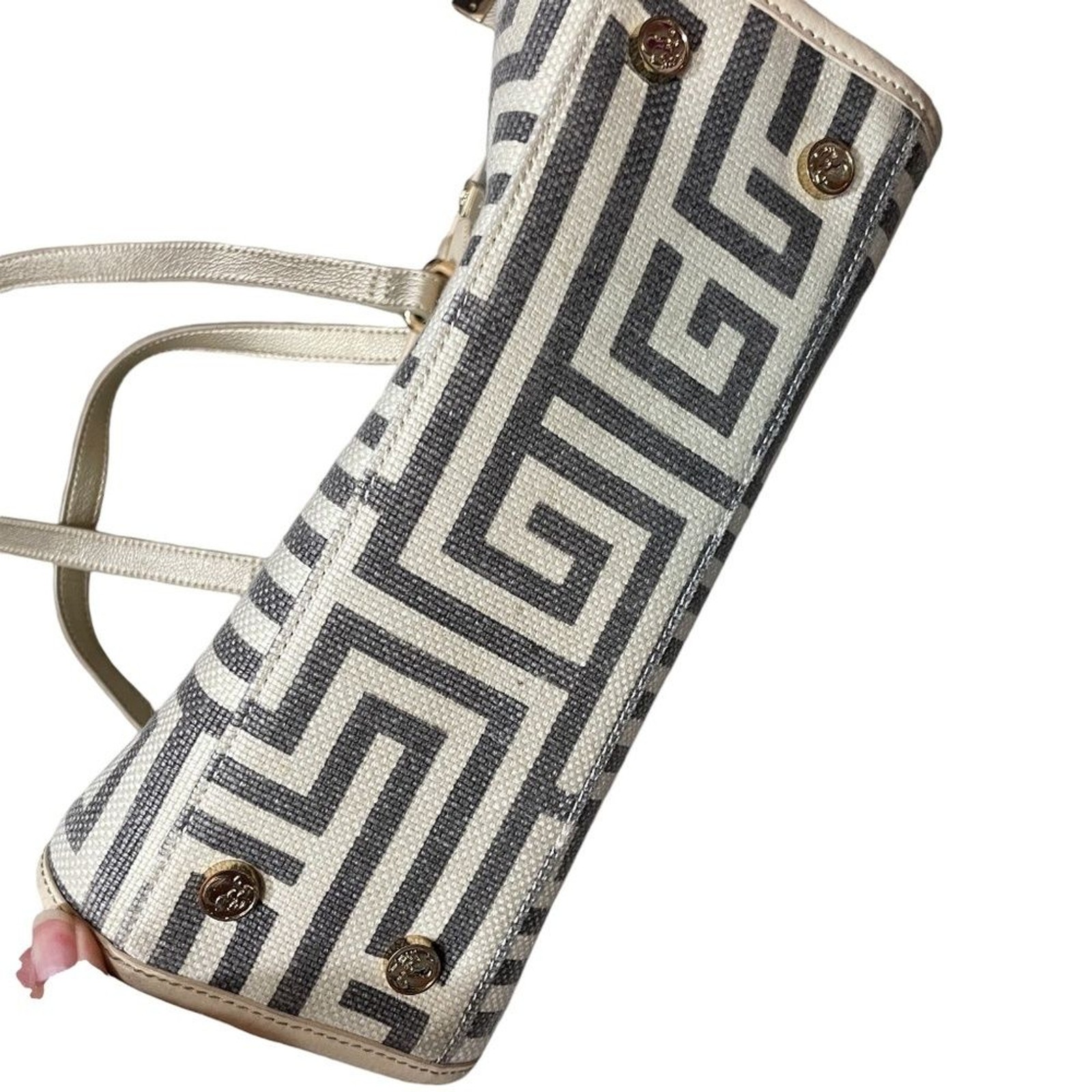 Spartina 449 Grey Ivory Handbag Pockets (some staining inside see images)