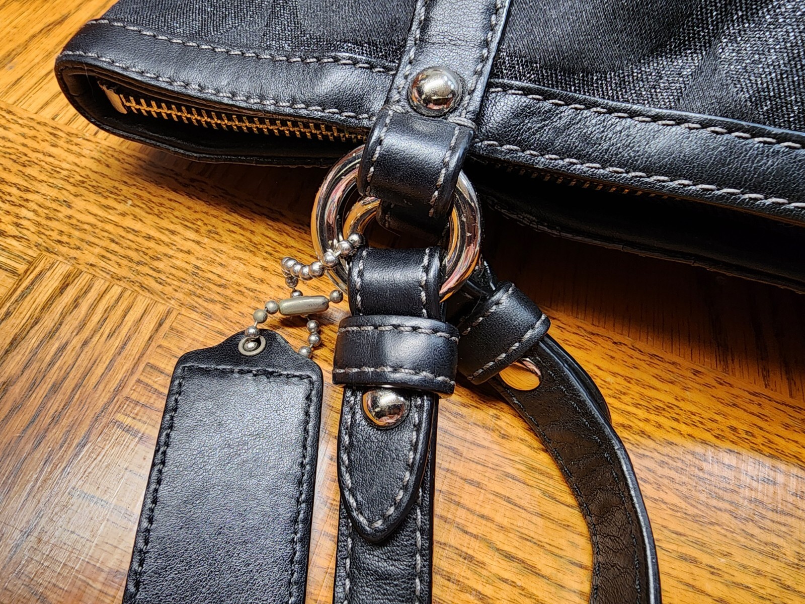 COACH #12905 Black Signature “C” Studded Lurex Tote – 9