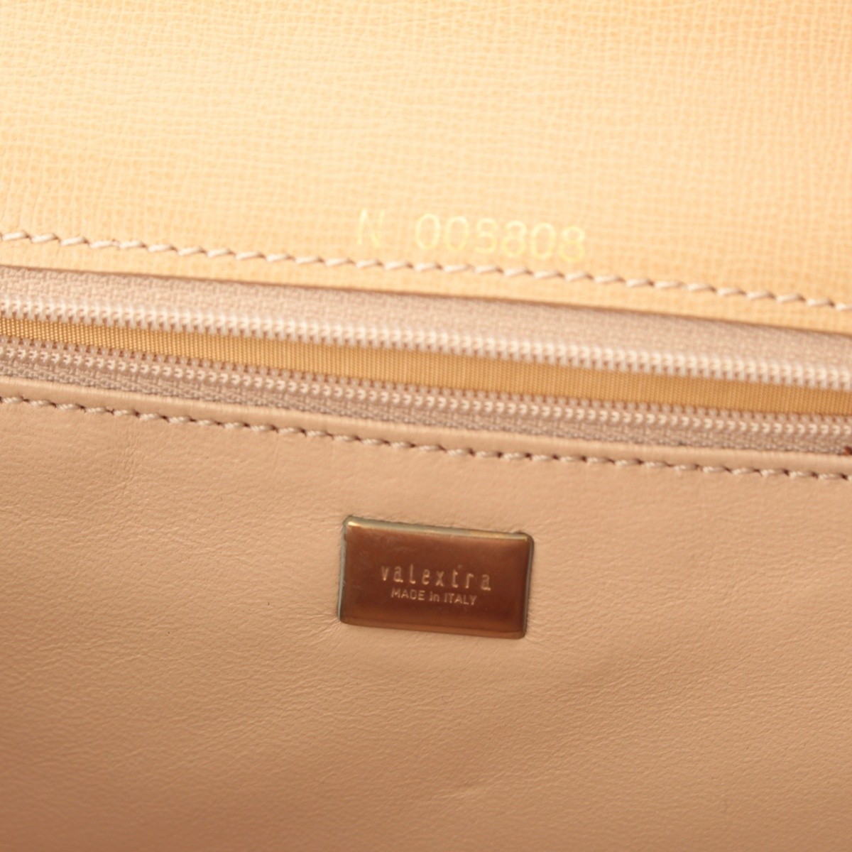 Valextra leather Vintage Center Lock 2-Way Handbag beige