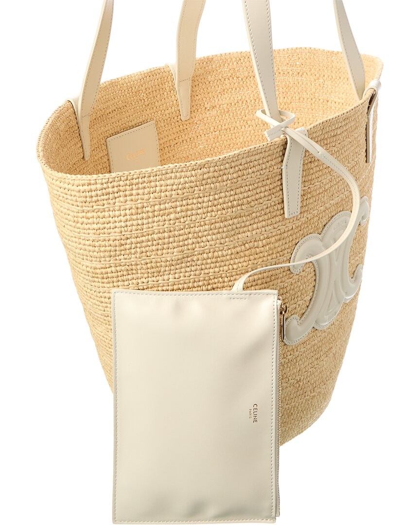 Celine Classic Panier Raffia & Leather Tote Women’s Brown