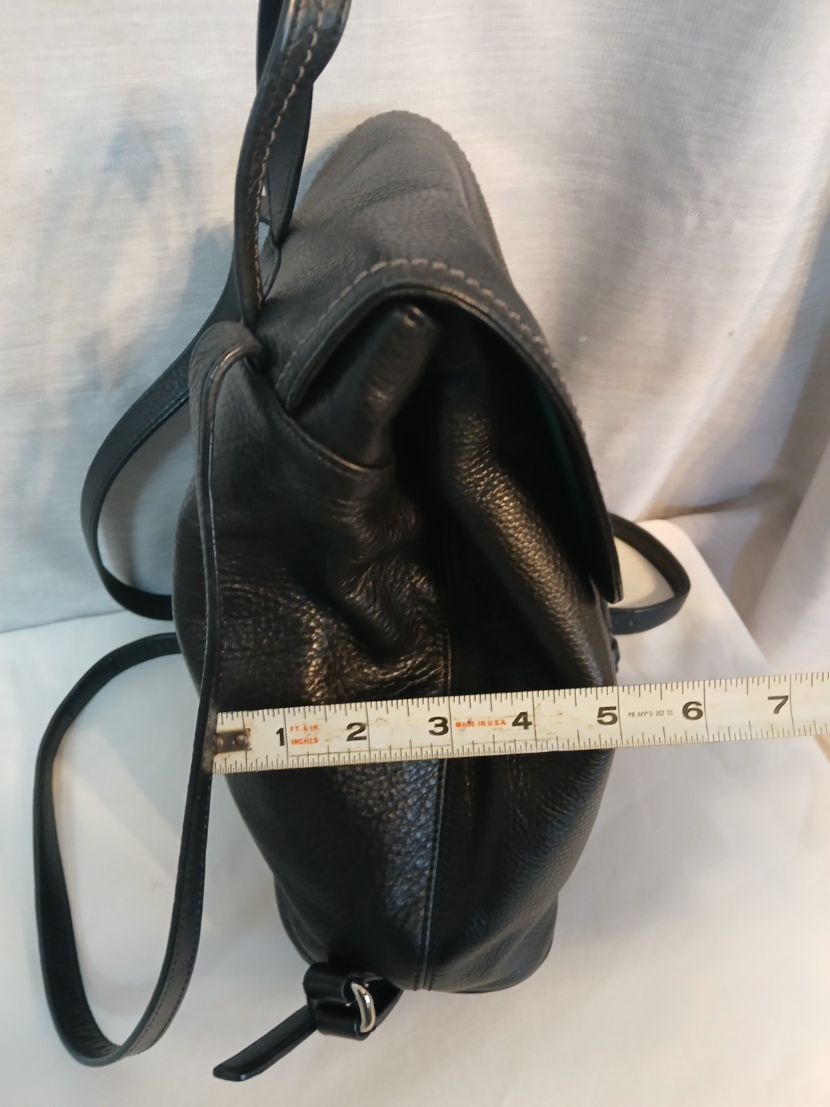 Coach F24385 Park Black Leather Backpack w/Turnlock Detail Teal Satin lining