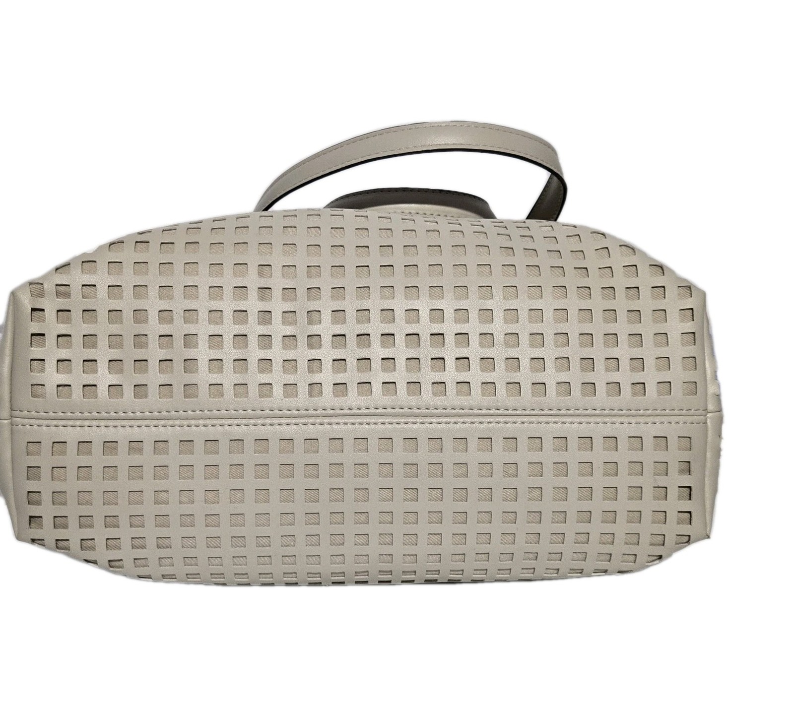 Steve Madden Cut Out Pattern Beige Tote Bag Logo Strap