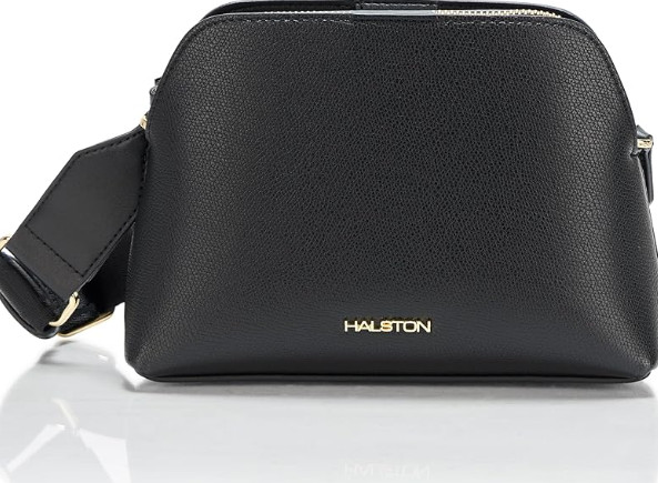 H HALSTON Women’s Black Quincy Embossed Pebble Top Zip Crossbody
