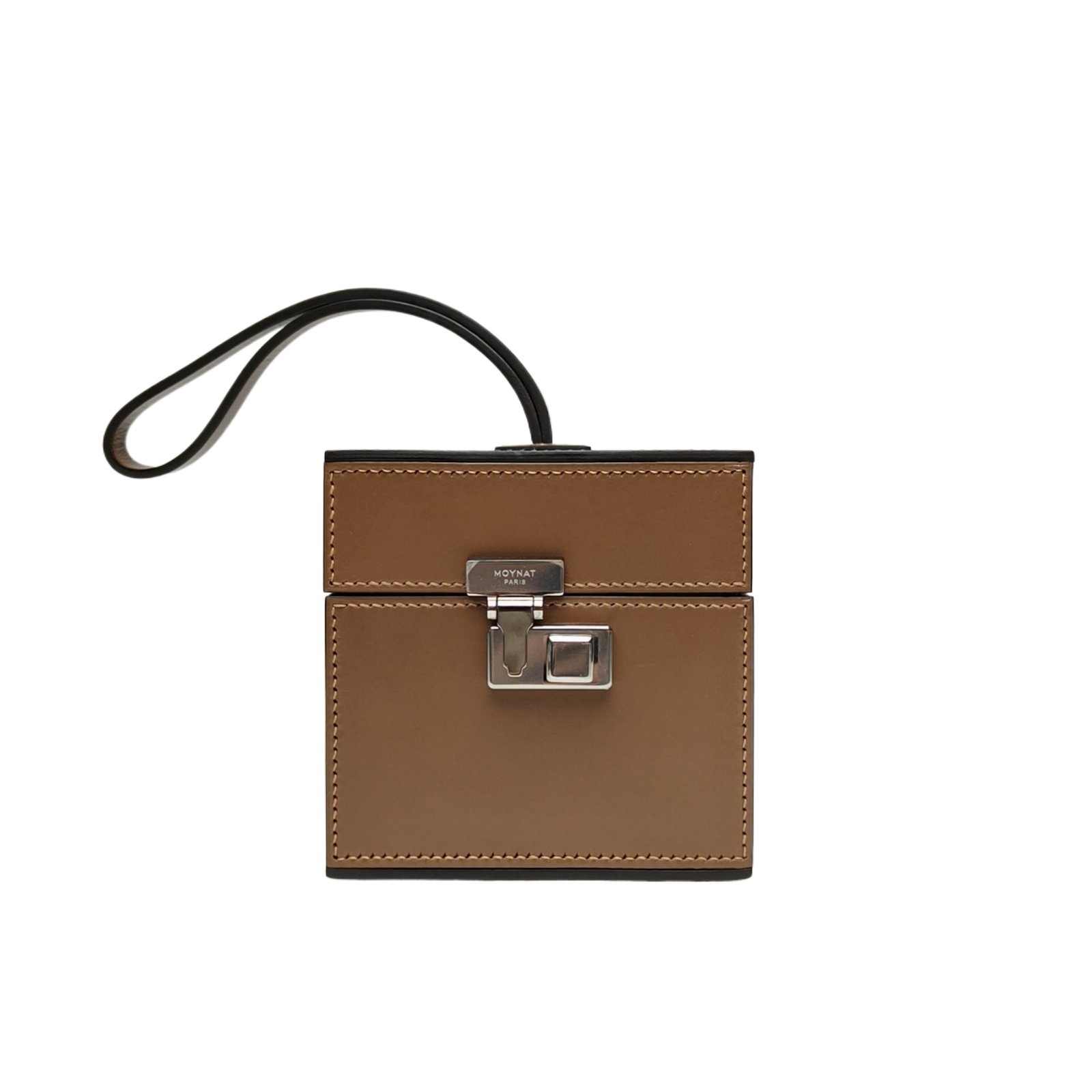 MOYNAT Vanity Box Bag Brown Calfskin Handbag