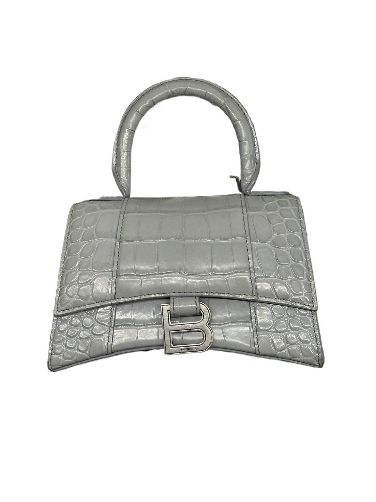 Authentic Balenciaga Croc-embossed Leather Top Handle Bag Grey eBay AG