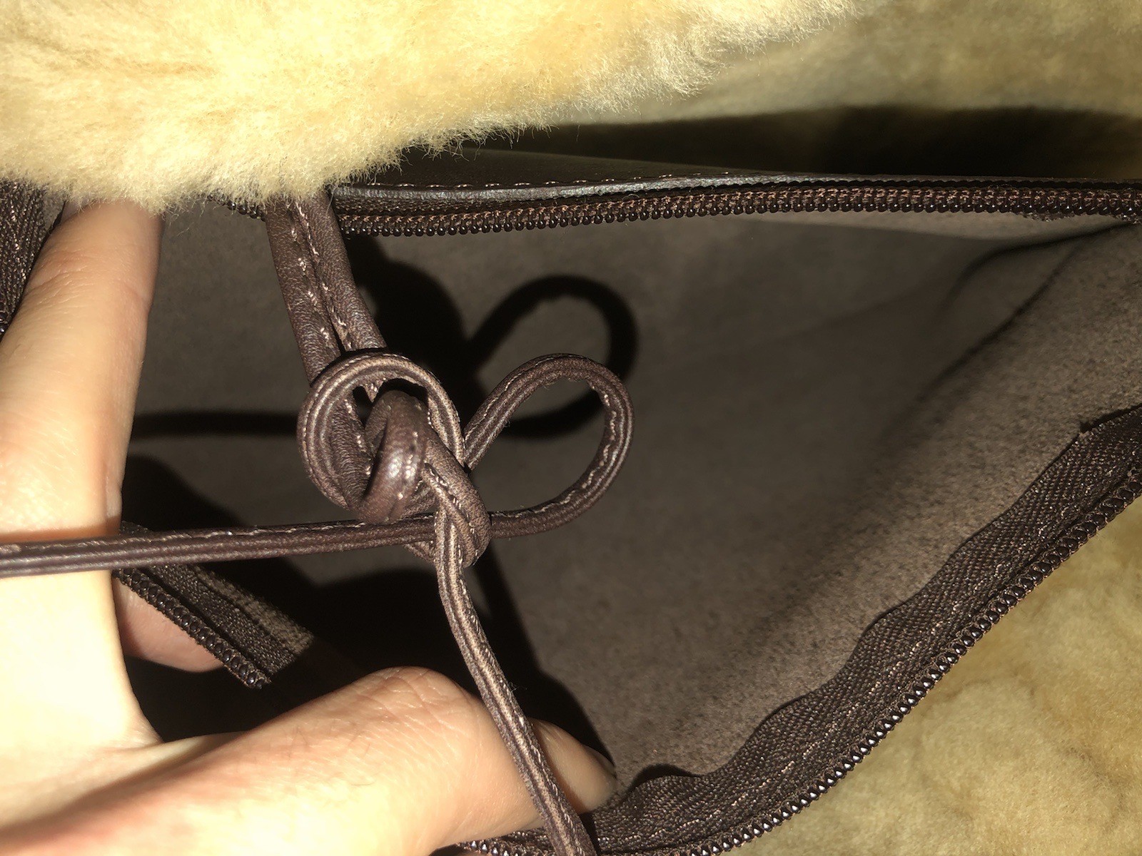 Ugg Australia Suede Leather Shearling Sherpa Handbag Sheepskin Purse W/ Dust Bag
