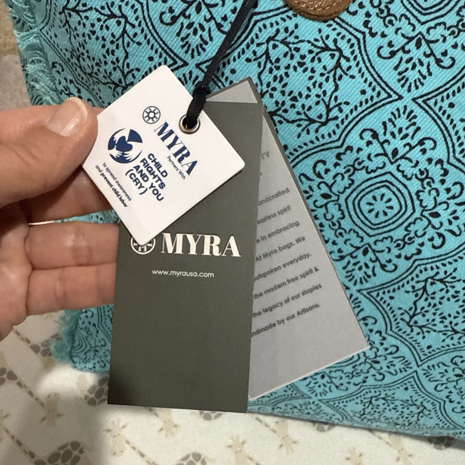 NWT Myra Bag Triple Fork Ranch Weekender Bag in Turquoise Large Bohemian Boho