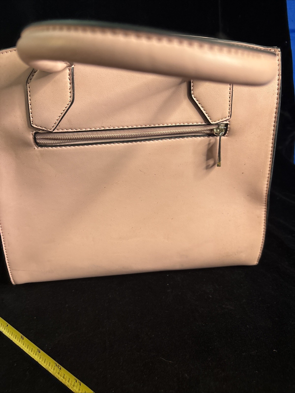 Vera New York Blue Pink Leather Studded Tote With Snake Print Design & Zip Closu