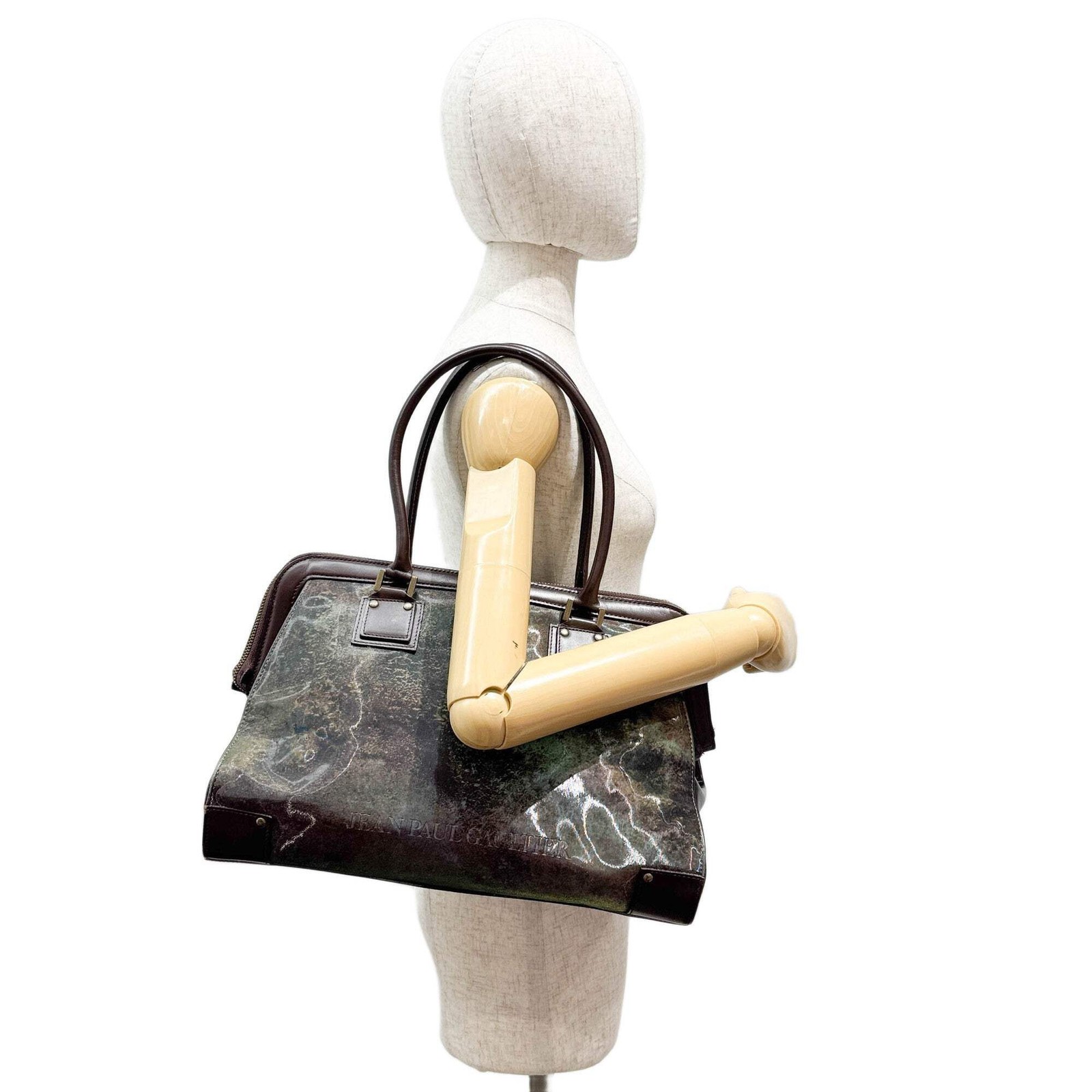 JEAN PAUL GAULTIER V Cyber Iridescent Green Vinyl Shoulder Bag