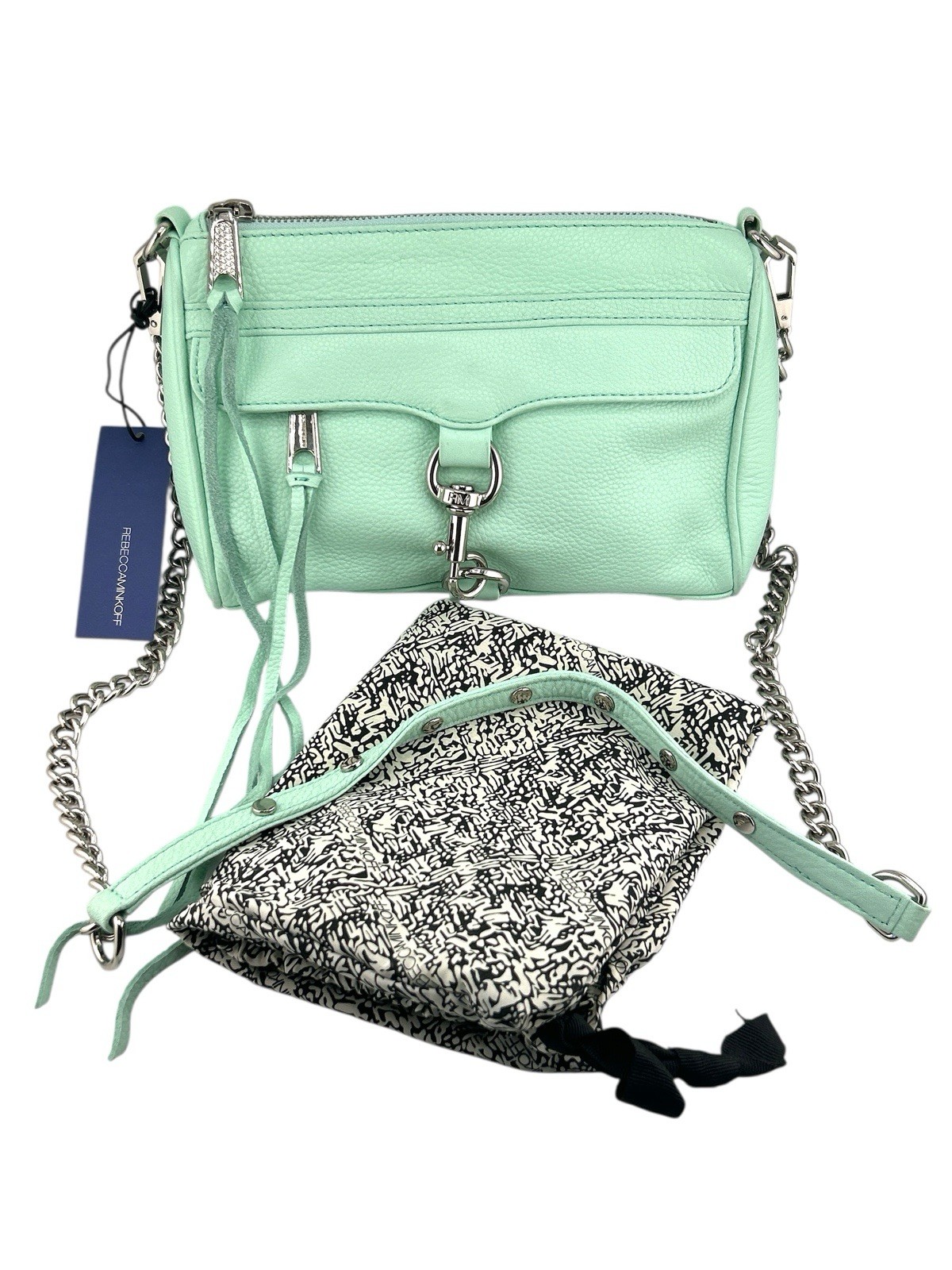NWT Rebecca Minkoff Womens Mini Mac Leather Chain Link Strap Crossbody Bag Mint