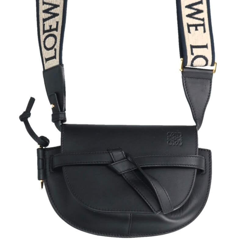 LOEWE Bag: Gate Dual Mini Leather Shoulder Black W20.5H13D7.5cm;