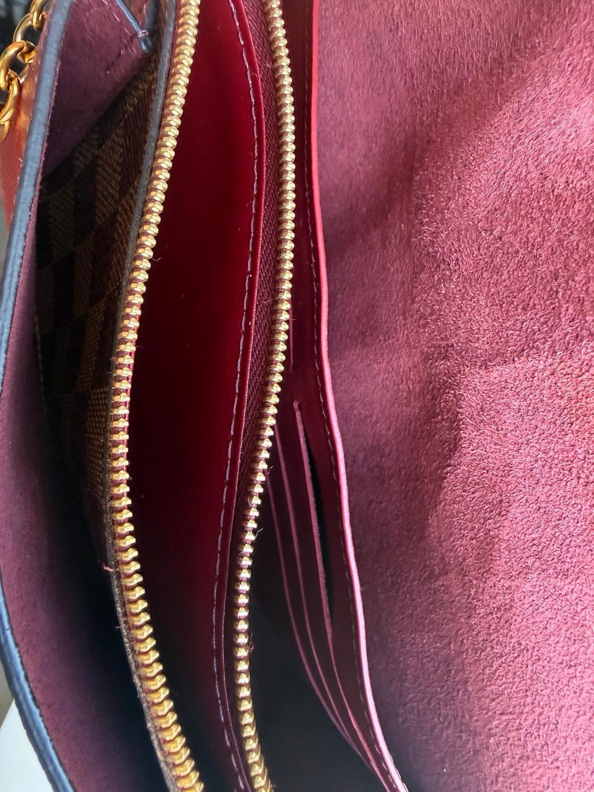 Louis Vuitton Vavin Chain Wallet NM In Damier Ebene Brown Canvas