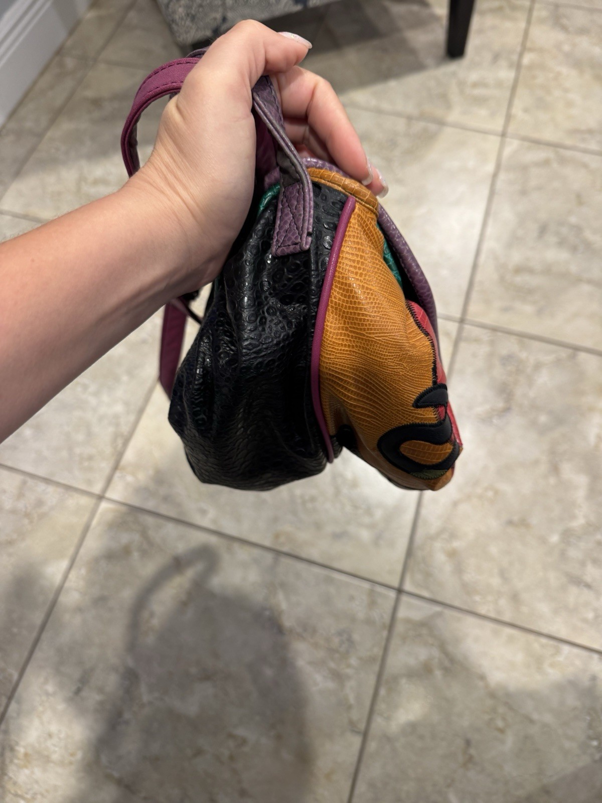 Vintage NAS BAG 80s Multicolor Patchwork Crossbody Shoulder Bag Purse Korea