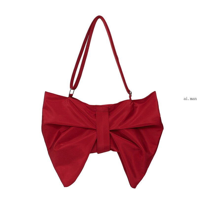 Bow Tote Bag Cute Bowknot Shoulder Bag Casual Canvas Handbag Commuter Women Chic