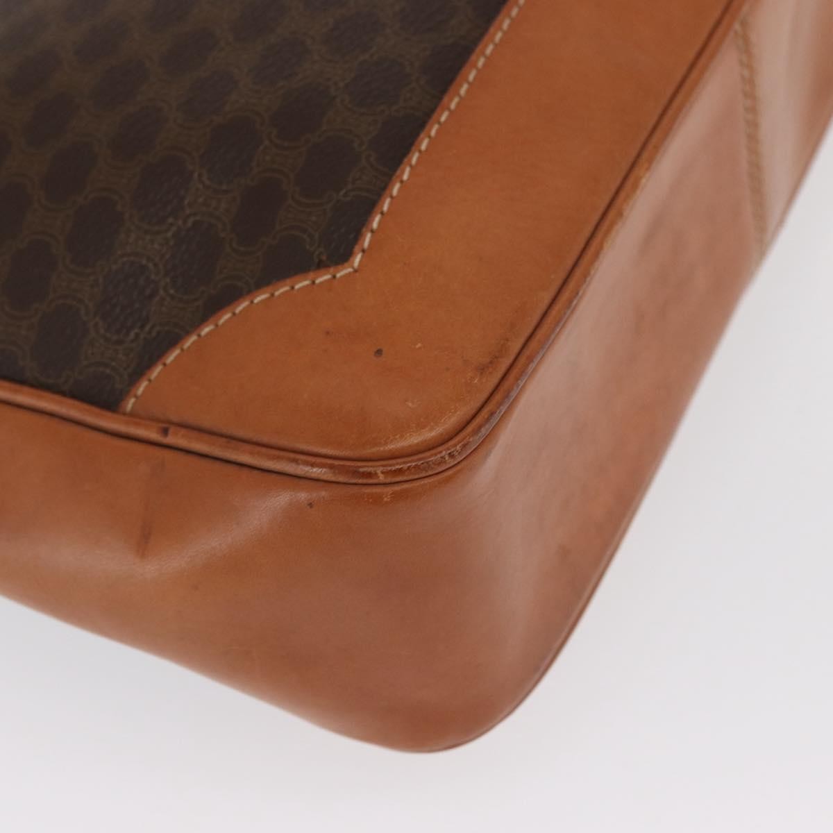 CELINE Macadam Canvas Shoulder Bag PVC Leather Brown Gold Auth ep13120
