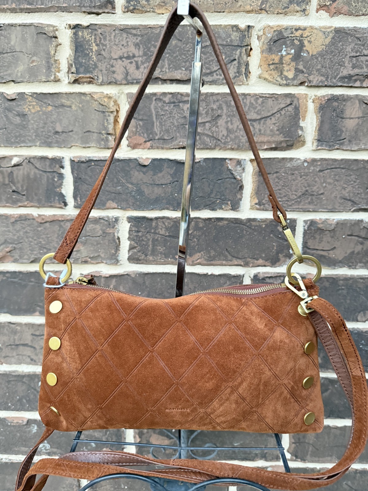 NWT $295 Hammitt Kyle Chocolate Diamond Suede Leather Crossbody Shoulder Bag