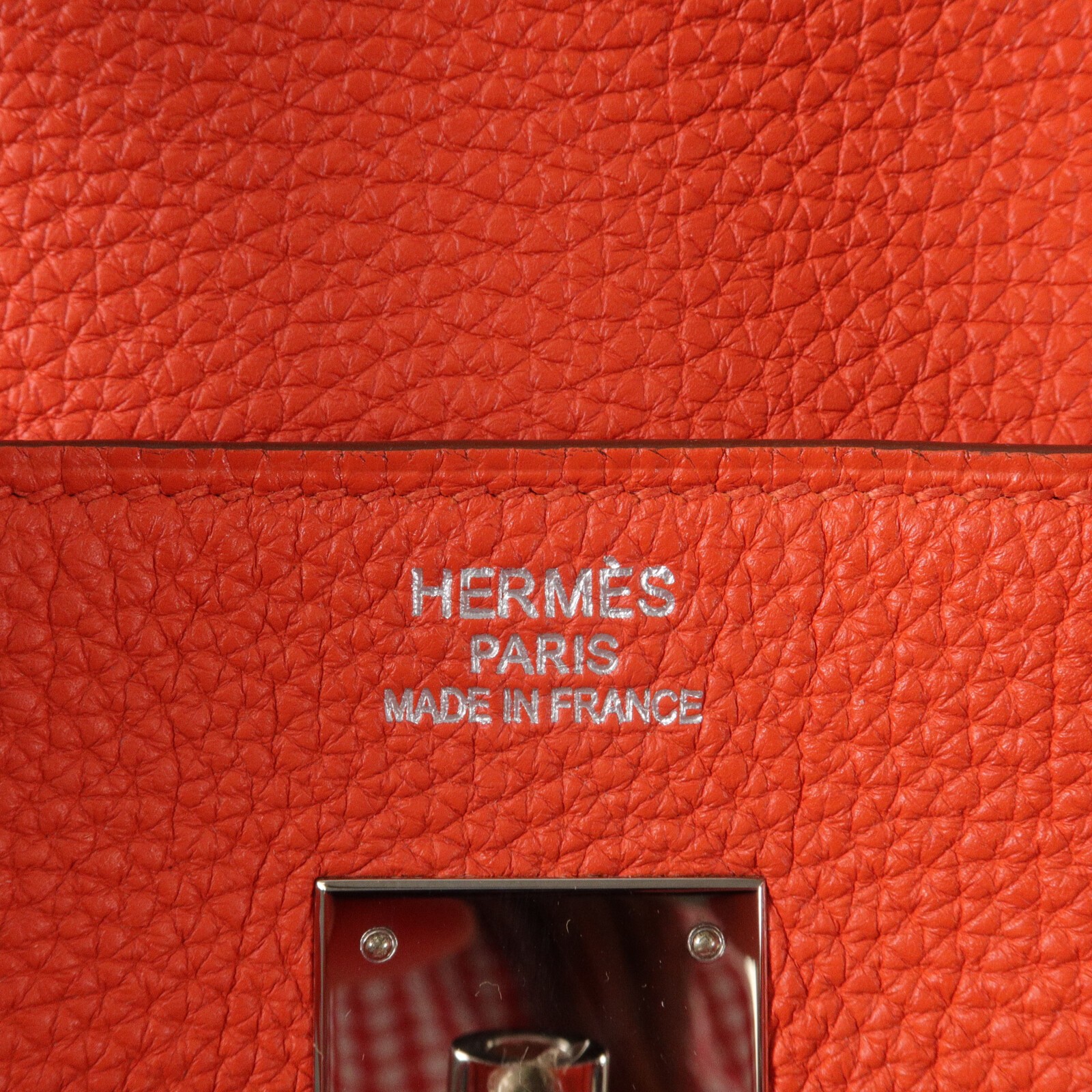 HERMES PHW Birkin 40 Handbag Togo Leather Orange Poppy