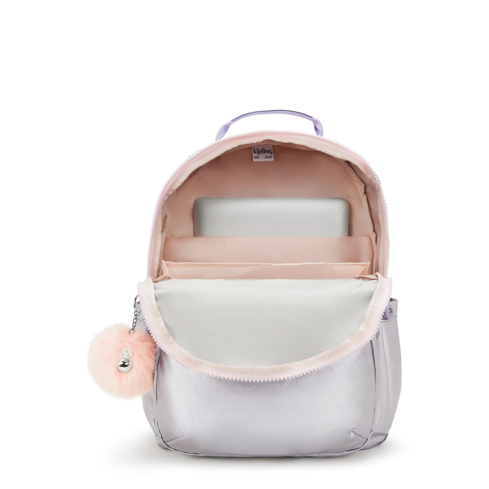 Kipling Seoul Large 15″ School Laptop Metallic Backpack Met Zip Pockets