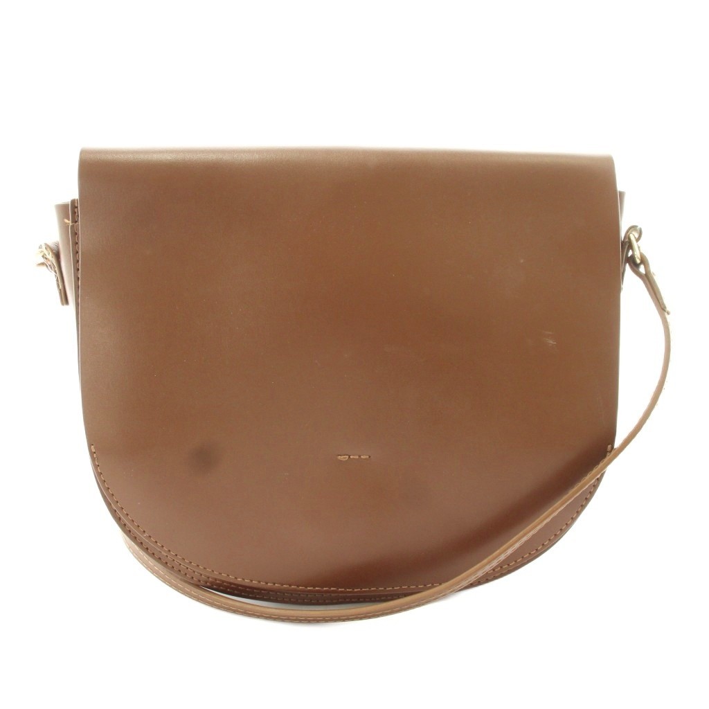 YAHKI Leather Shoulder Bag Brown 8.9in x 7.9in Excellent Condition
