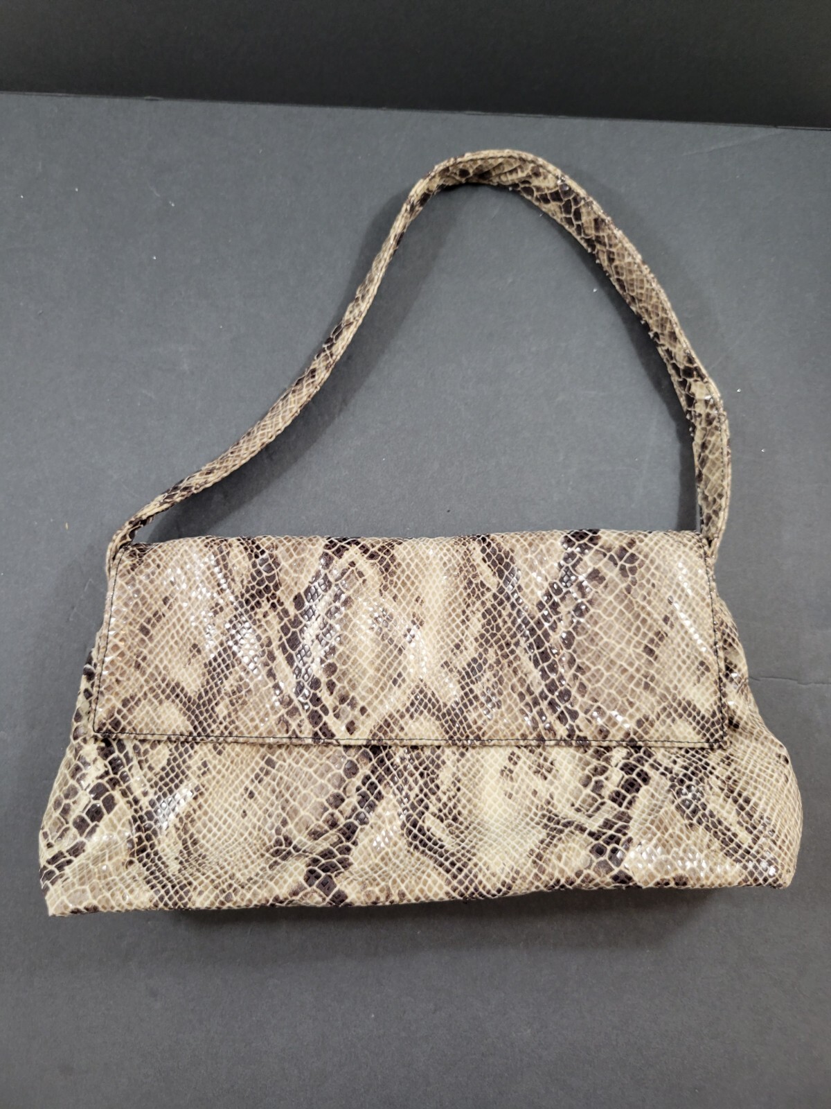 Maxx New York Shoulder Bag Purse Animal Print Faux Leather Shiny Soft