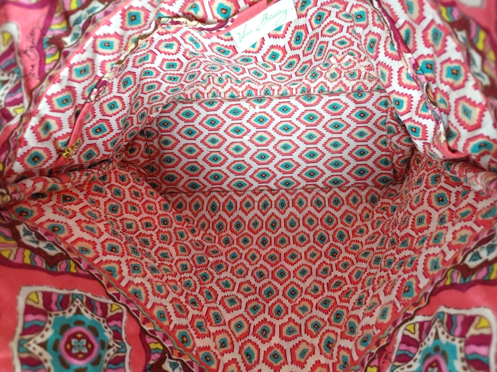 Vera Bradley Tote Bag Toggle Button Top Close Pink Paisley Floral Print #20925