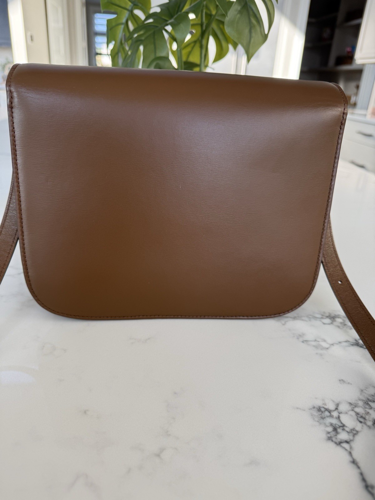 Celine Classic Box Bag Medium Brown Leather Gold Hardware Authentic COA