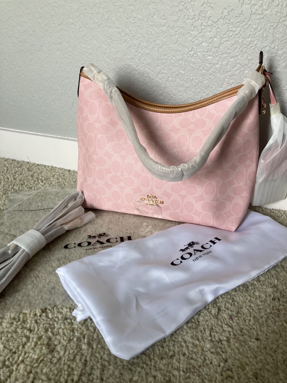 Coach Laurel Shoulder Bag In Signature Canvas With Charms CEL12 Powder Pink