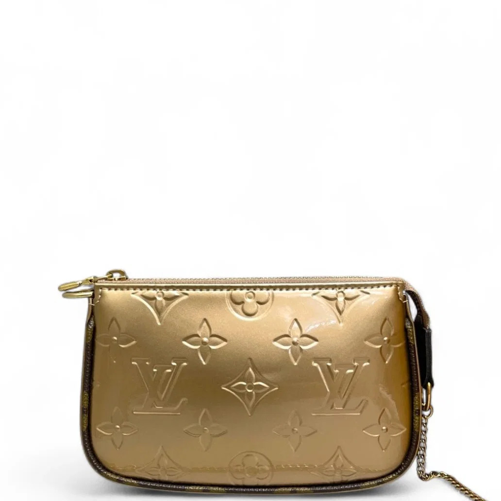 Louis Vuitton Mini Pochette Accessories Nm Light Gold Vernis (kc071326b4r)
