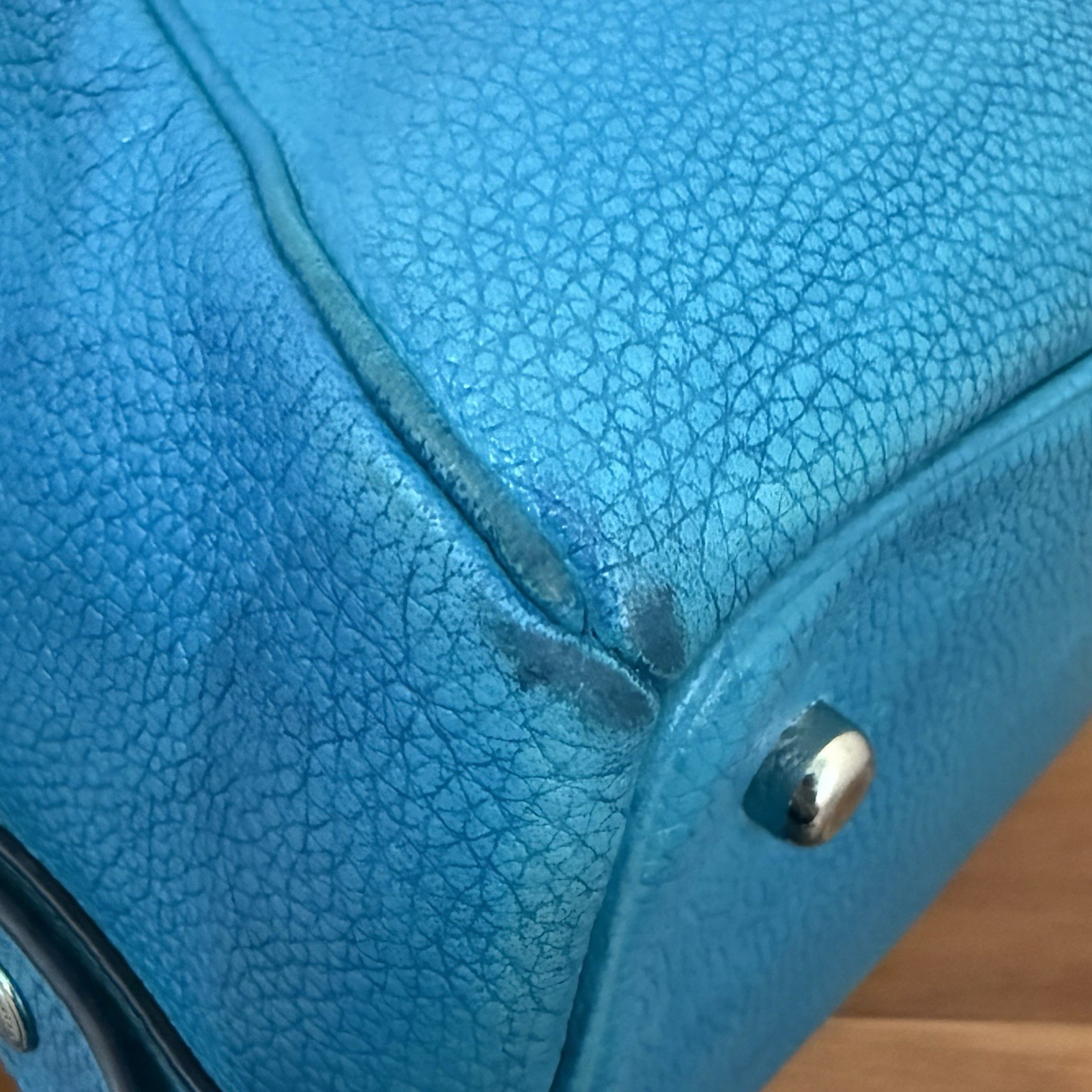 COACH Prairie Pebbled Leather Turquoise Color Satchel Crossbody RECOLORED READ!