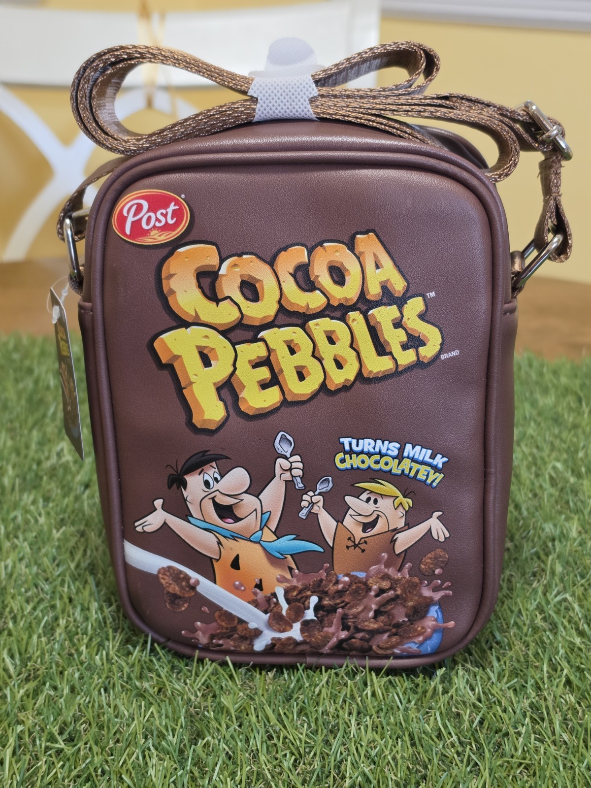 Buckle Down Post Cocoa Pebbles Crossbody Brown Bag Fred + Barney NWT 8″x6″x2.75″