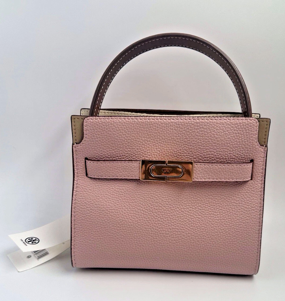 AUTHENTIC Tory Burch Lee Radziwill Pebbled Petite Pink Double Bag Crossbody NWT