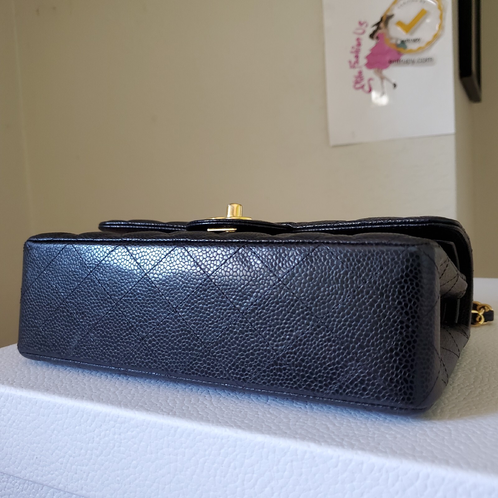 $11,300 CHANEL Classic small double Flap Bag black ca.viar gold hw year 2021