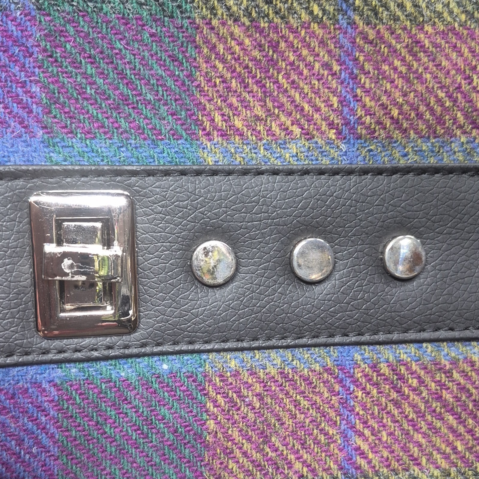 Mucros Weavers Multicolor Plaid Crossbody Bag w/ Buckle, Lined Pockets