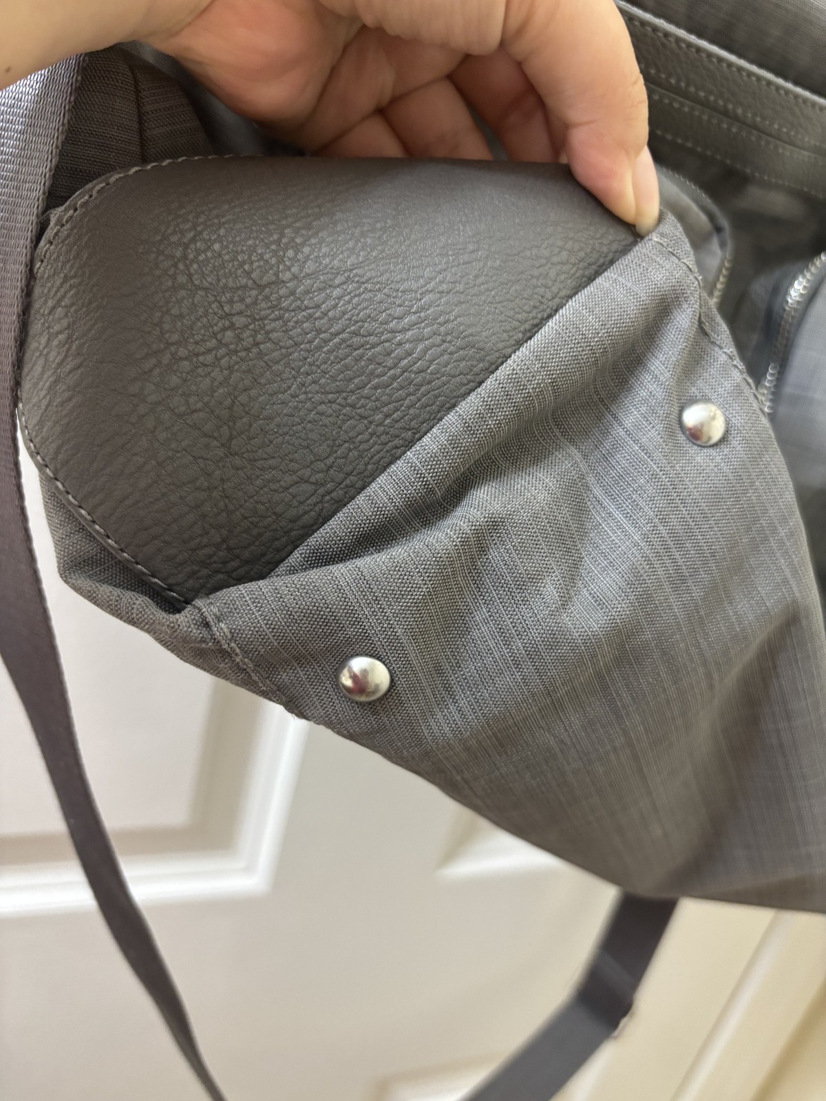 Kipling Rare GRAY Nylon BIG Pocket FRONT Large Weekend Travel Tote Bag