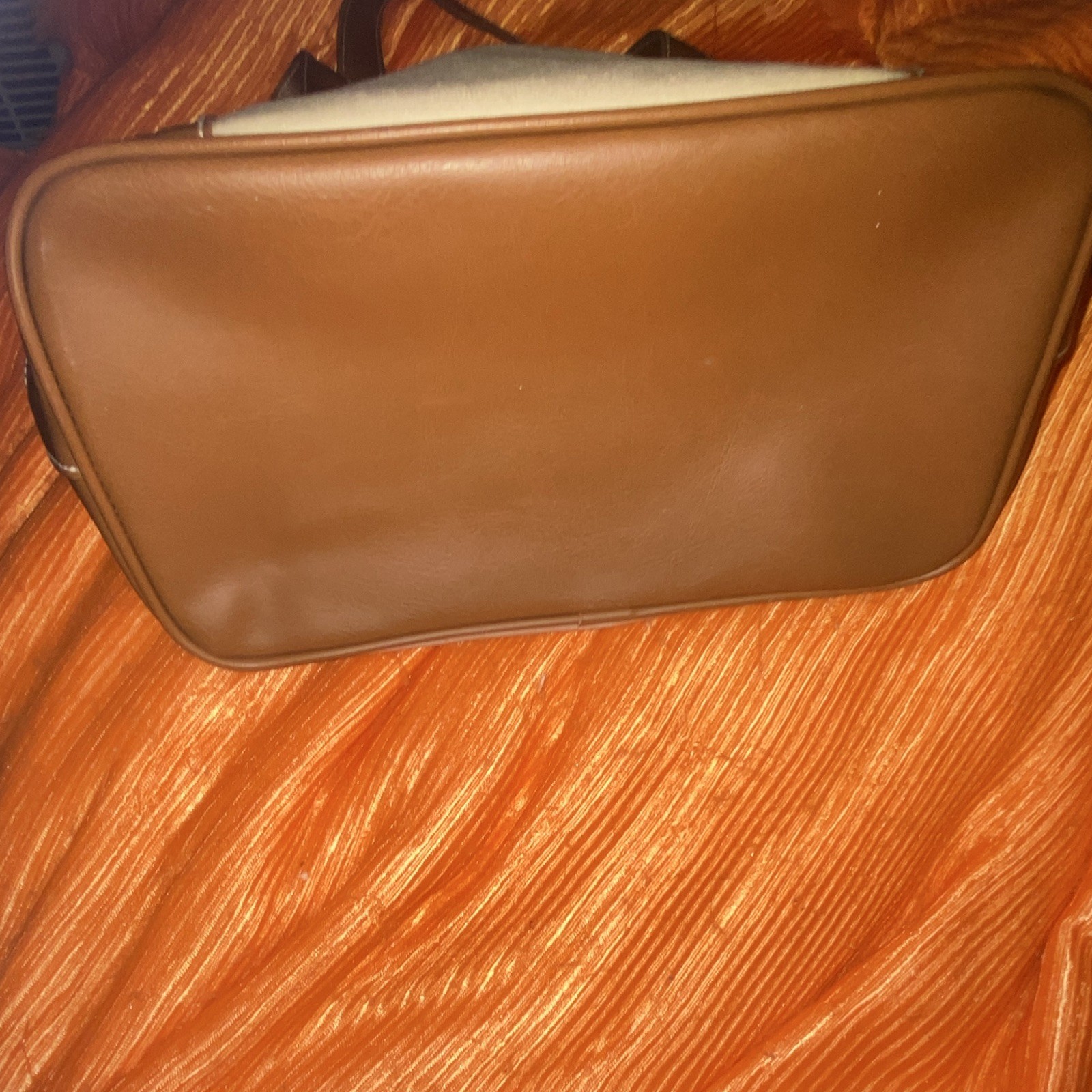 Jaclyn Smith Beige/Brown Solid Tote Drawstring Double Handles Inner Pockets
