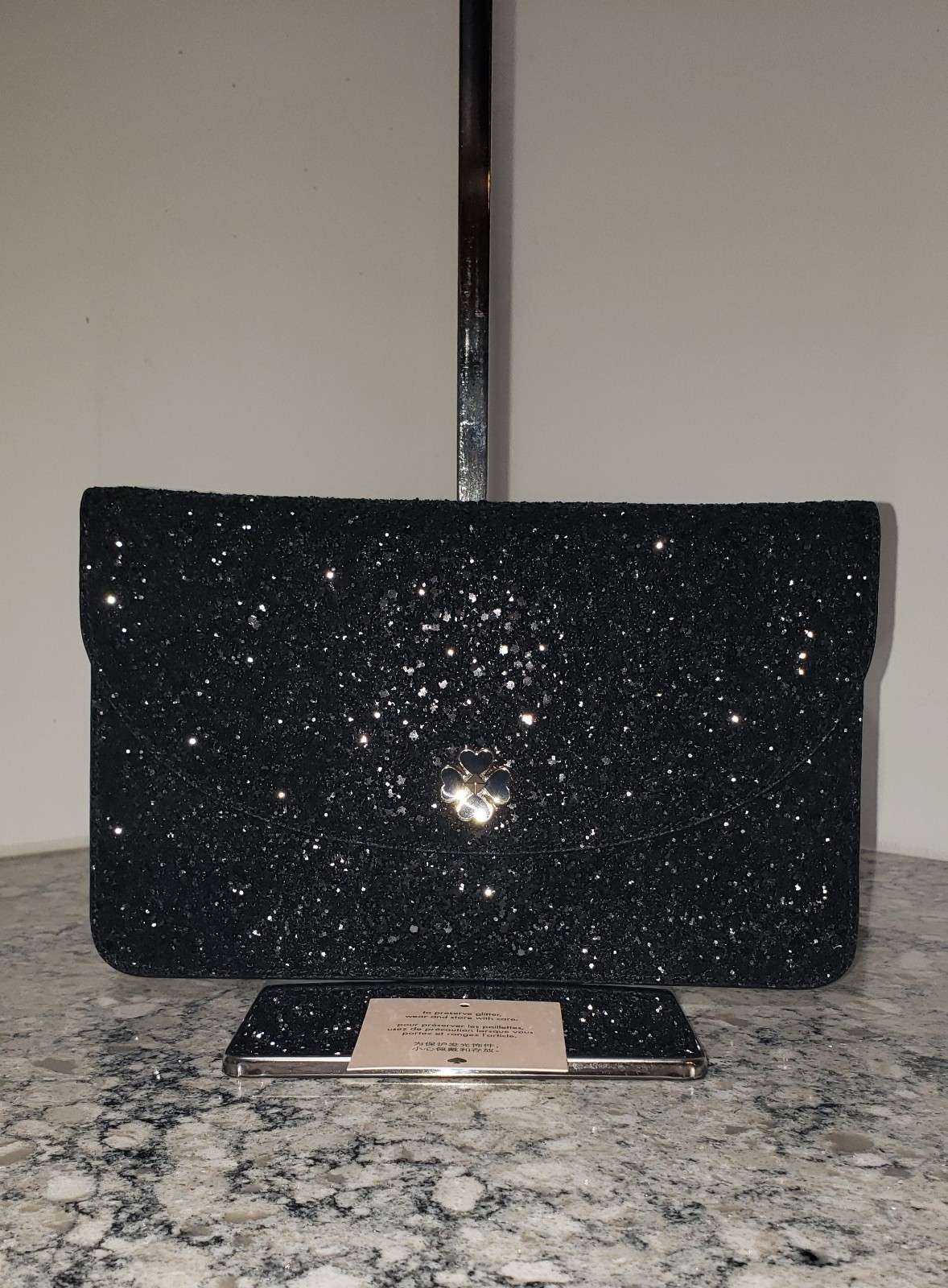 Kate Spade Odette Glitter Large Flap Clutch EUC