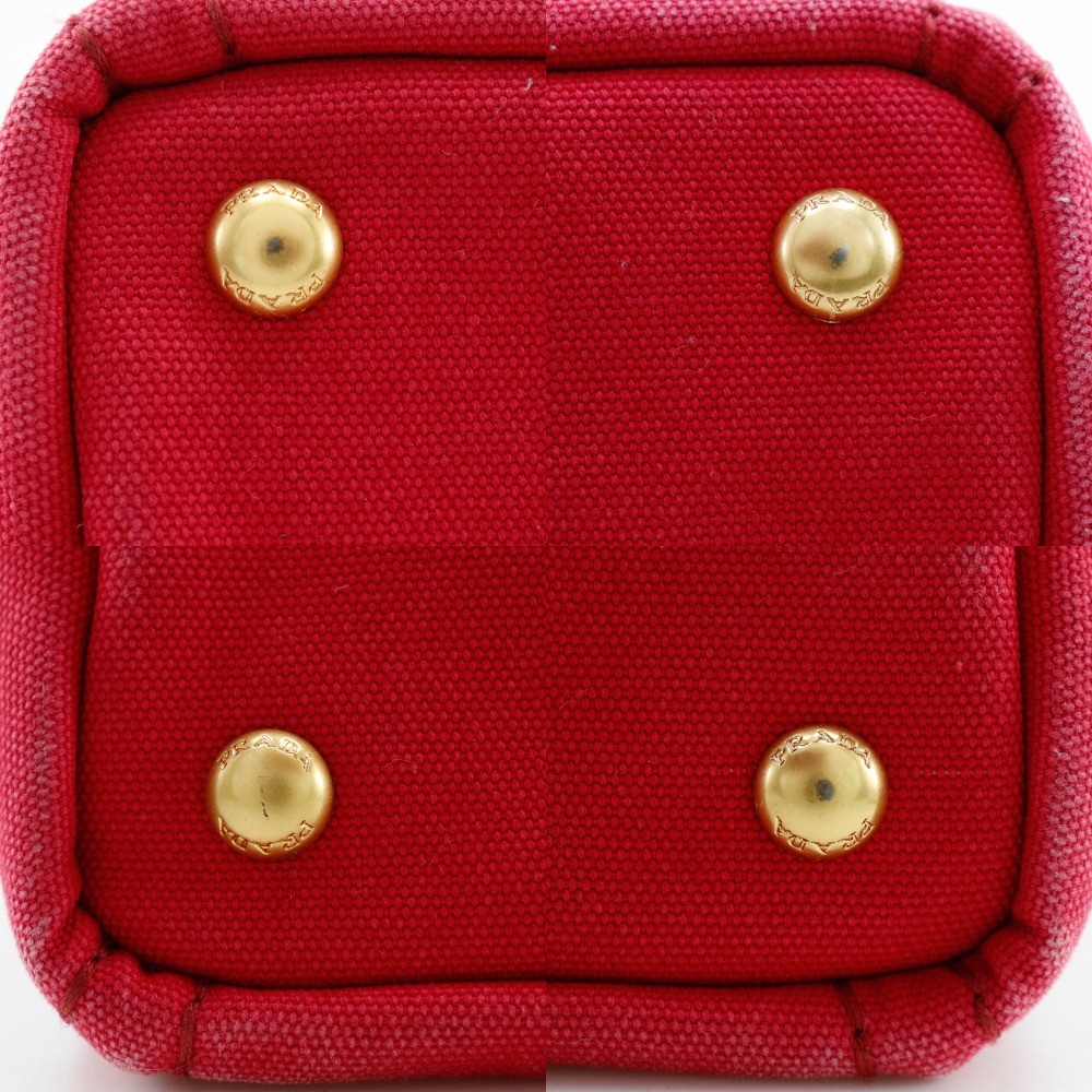PRADA Canapa Tote Mini Handbag 2WAYShoulder Red canvas Women
