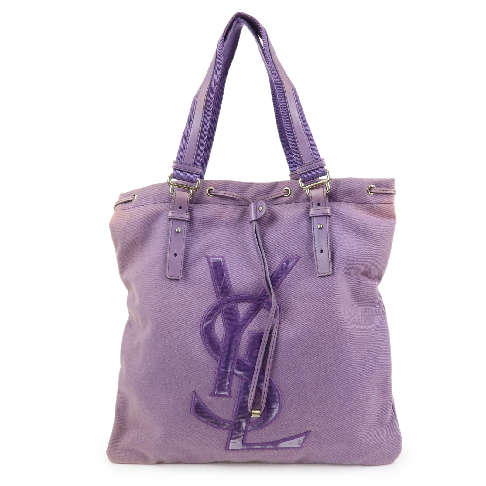 SAINT LAURENT PARIS Kahala Cassandra Canvas Tote Bag Purple 121631 Auth Used F/S