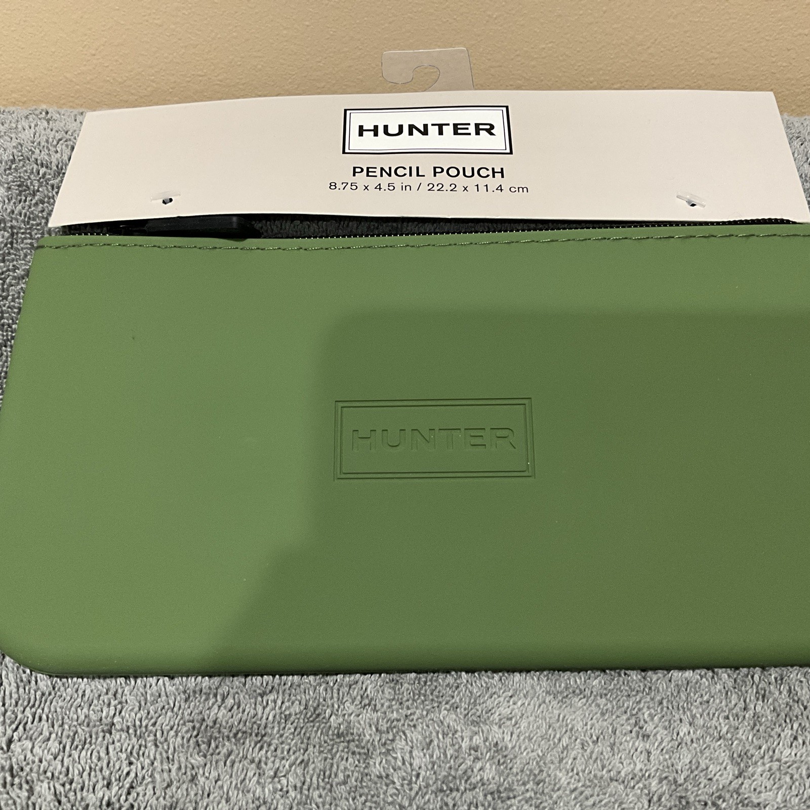Hunter Rubber Pencil Pouch/Zipped Clutch In Olive Green Super Soft & Smooth!
