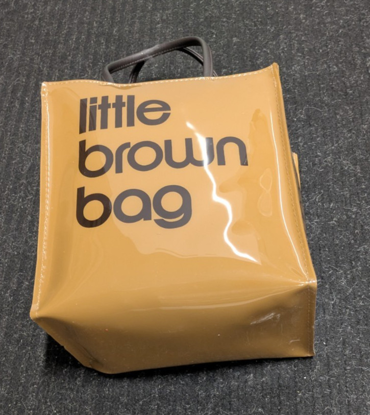BLOOMINGDALES Little Brown Bag Iconic Tote, Small Vinyl – 9 x 7.5 x 4.5″
