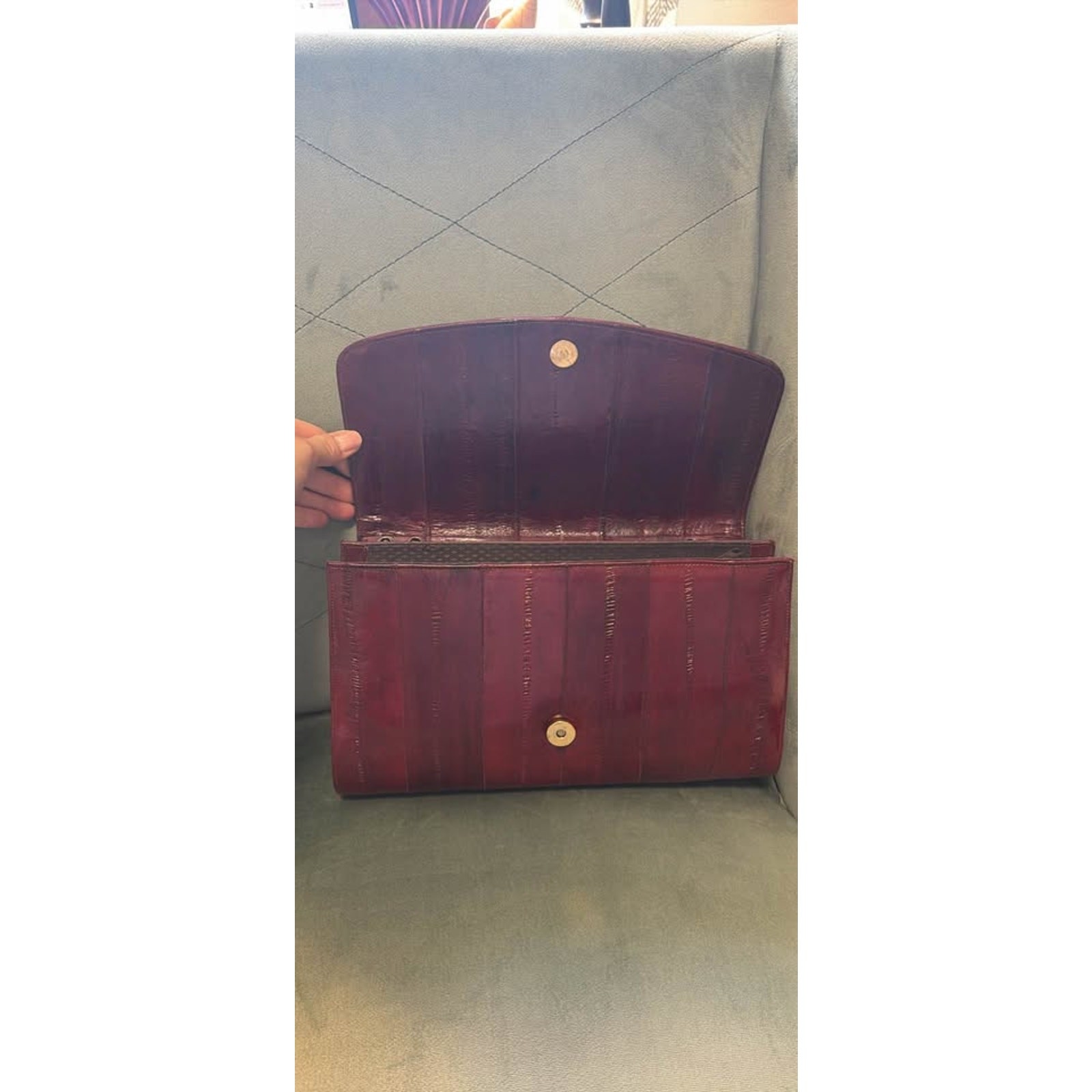 Vintage 1980s Eelskin Exotic Leather Large Clutch
