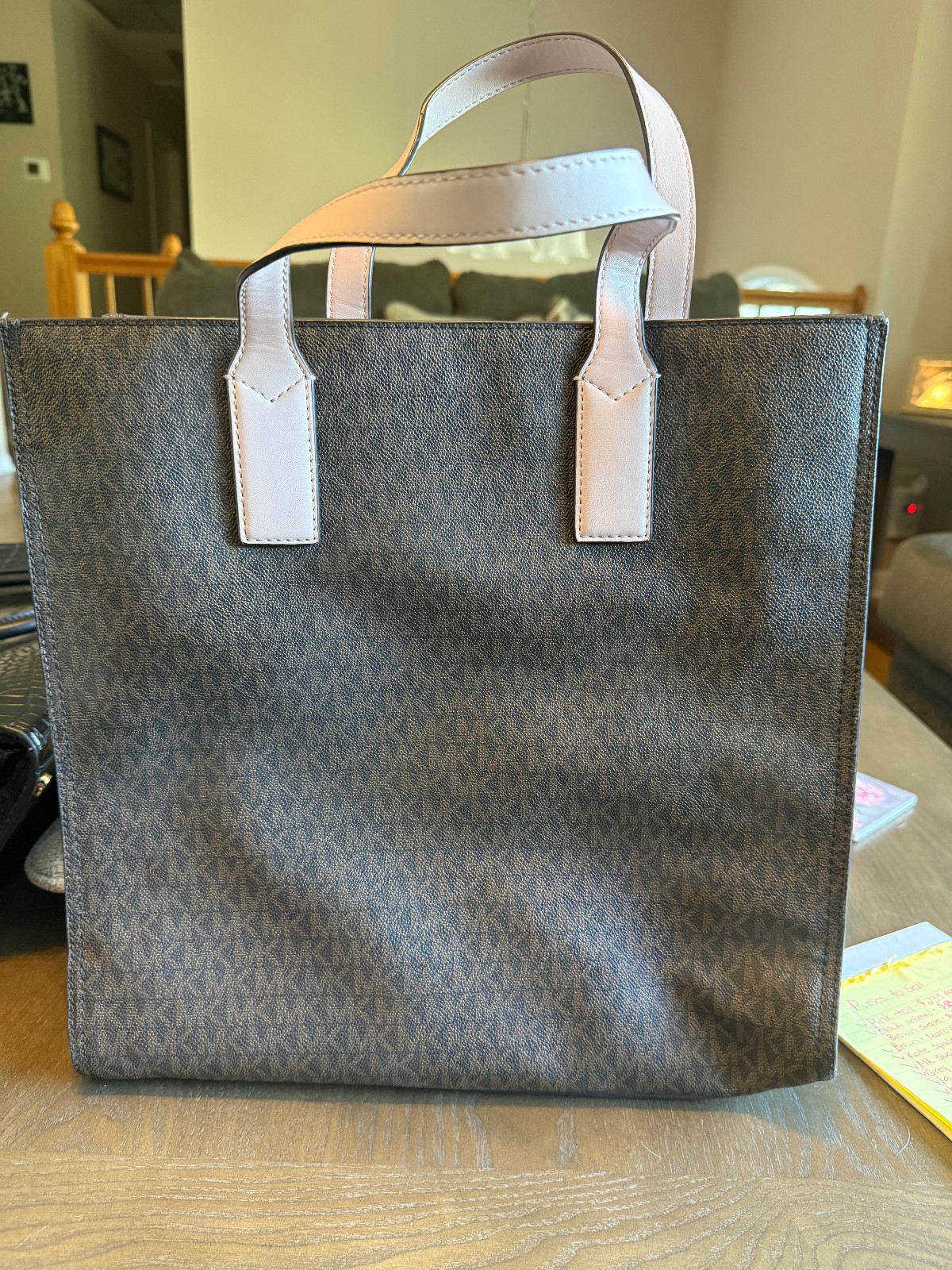 Michael Kors Kenly Large Tote MK Logo Signature PVC Bag Powder Blush Pink Brown