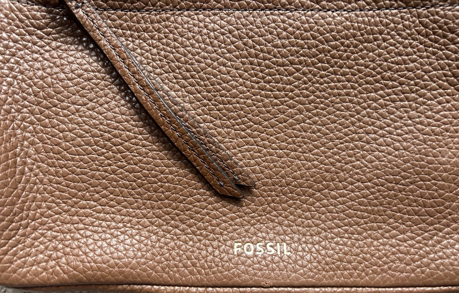 Vintage Fossil Small Brown Pebbled Leather Shoulder Crossbody Bag Zipper Purse