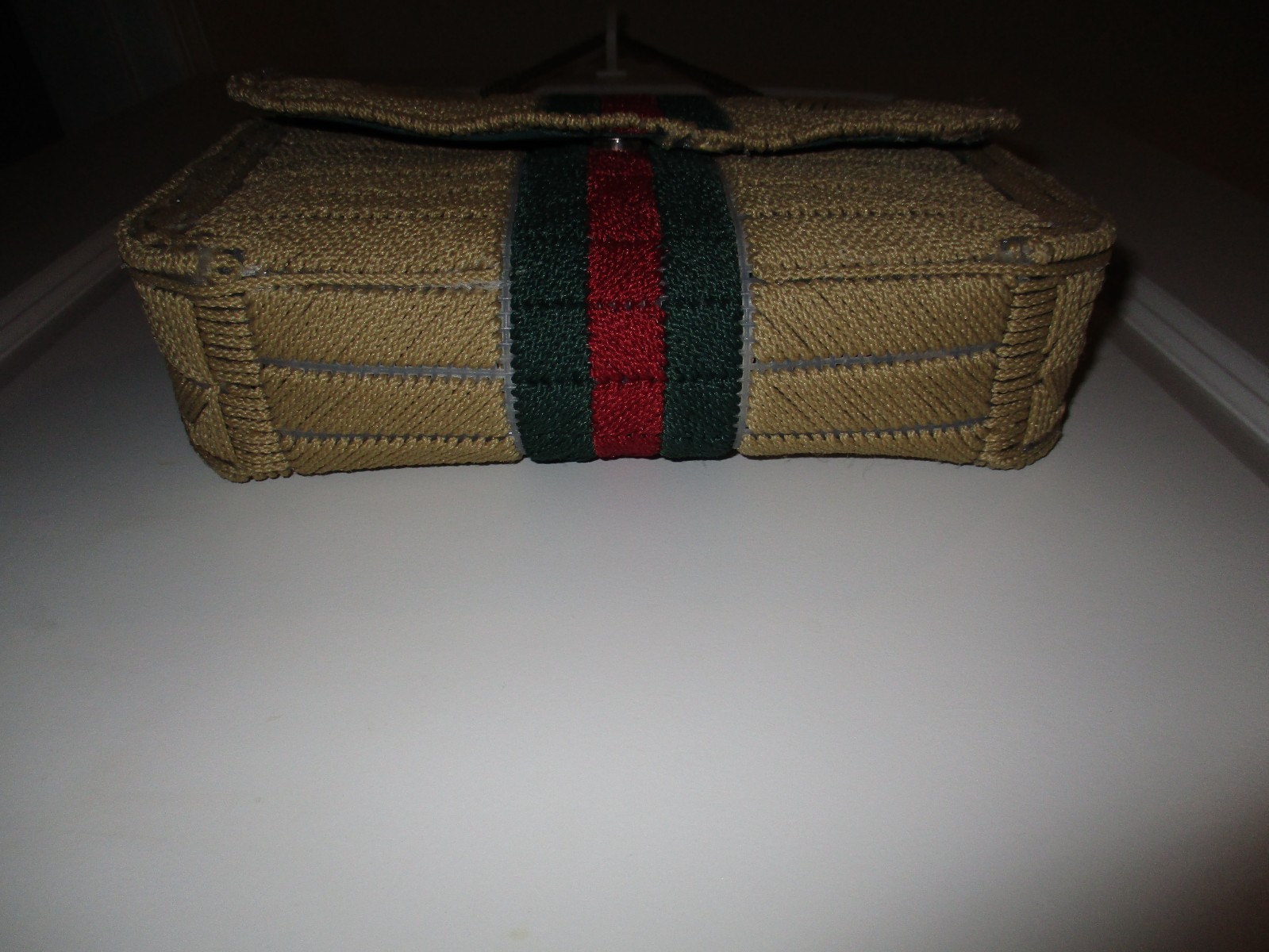 Handmade Paracord Plastic Canvas Handbag Shoulder Purse 11″ x 7.5″ x 2.75″ Brass