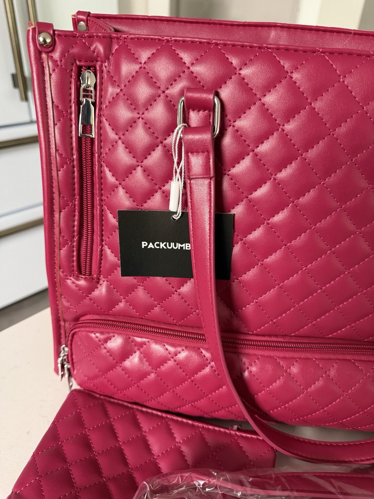 PACKUMBAGS 3-in-1 Quilted Laptop Tote Lunch Bag Travel Work New Wristlet