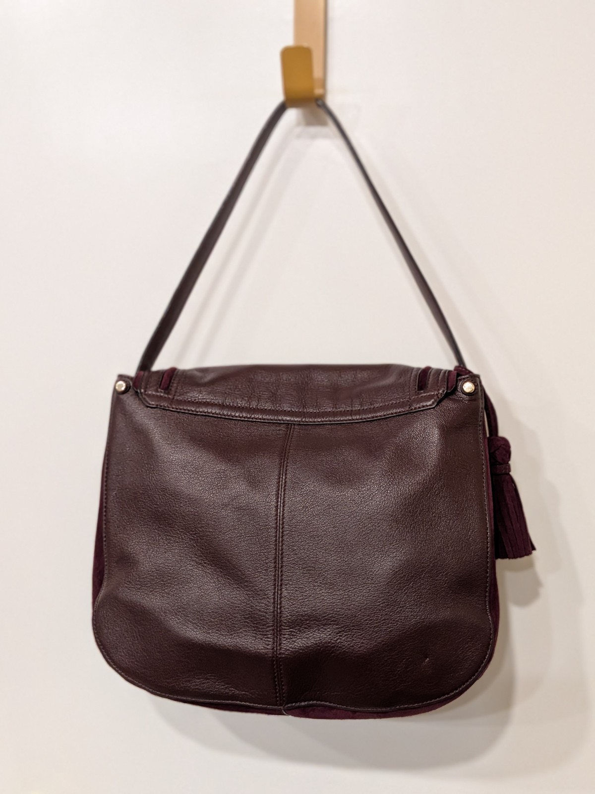 Kate Spade Pratt Street Rianne Leather Suede Shoulder Flap Bag Burgundy NWOT