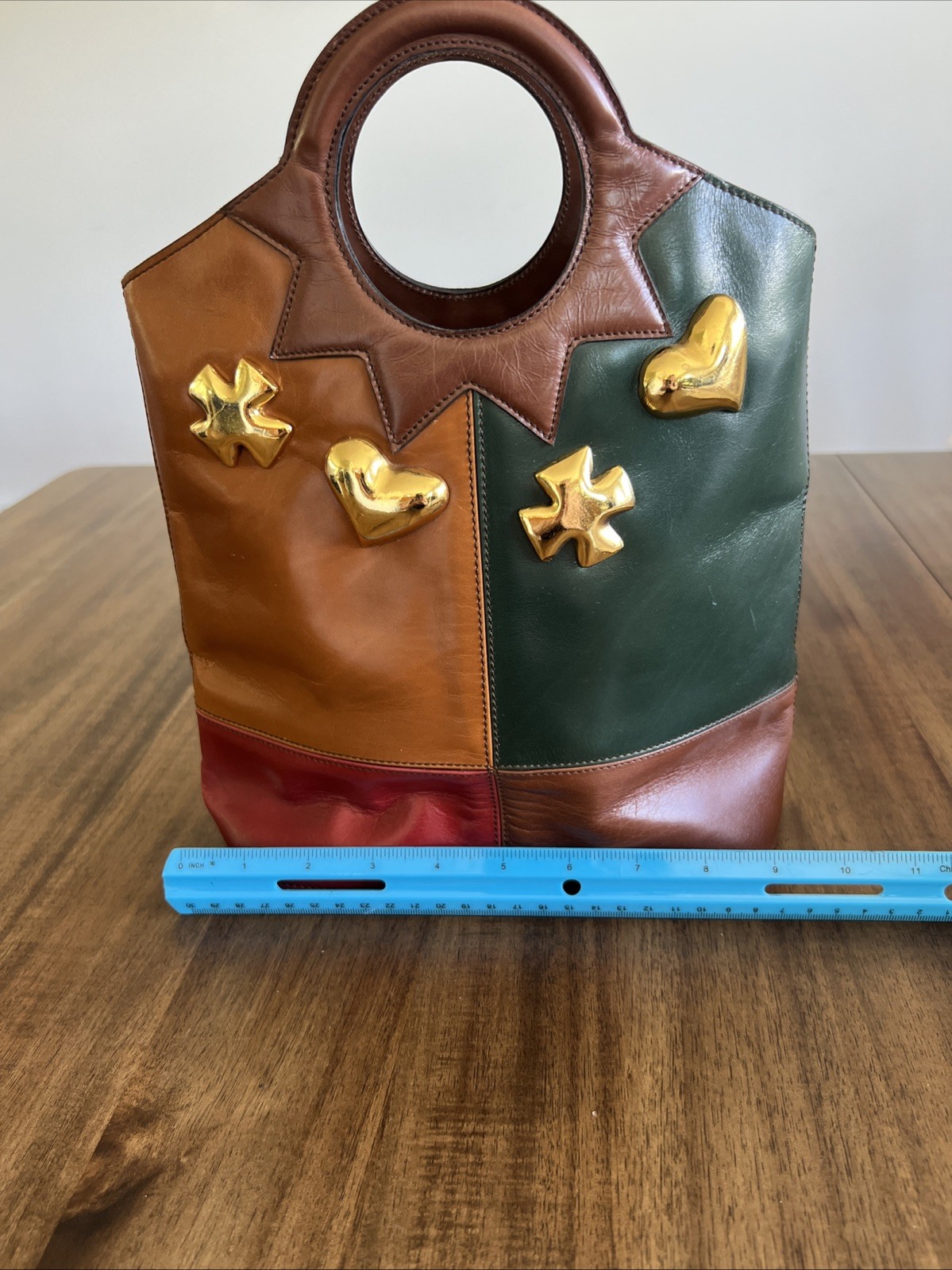 Christian Lacroix Paris Colorblock Leather Handbag Made in Italy