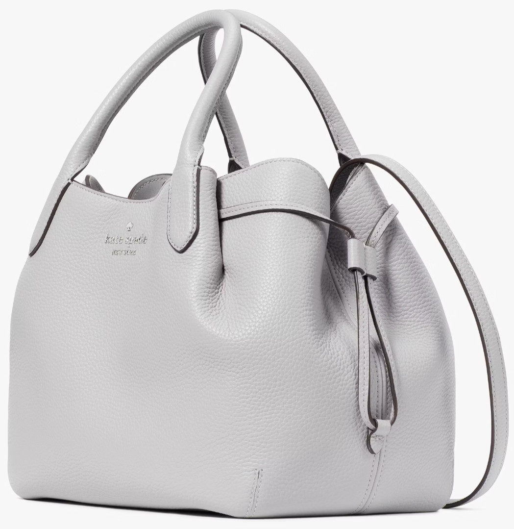 Kate Spade Dumpling Large Gray Leather Satchel Bag K8134 Purse NWT $459 MSRP 11