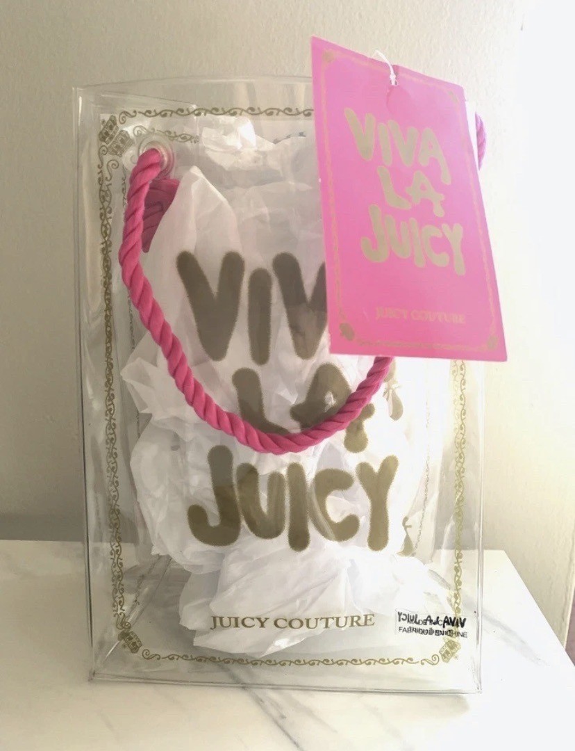 JUICY COUTURE “VIVA LA JUICY” Y2K CLEAR VINYL TOTE BAG PAM & GELA VTG CLEAR NEW